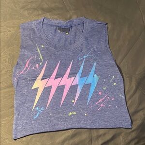 Kids Graphic Tank Top - Blue with Pink and Blue Lightning Design